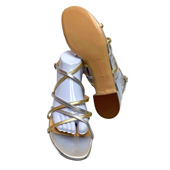 MARION PARKE Ramona Criss Cross Metallic Nappa‎ Leather Sandal  **NEW